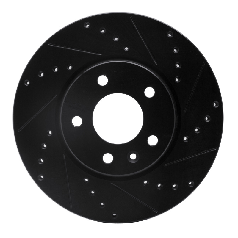 Buick LaCrosse Brake Rotor (1) - Front Right - R1 Concepts - Drilled & Slotted - Black - `11-`25